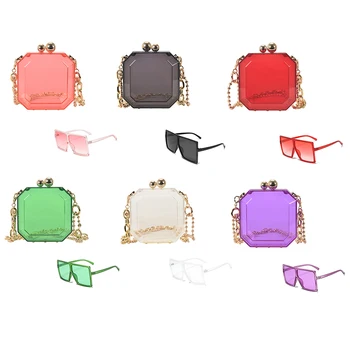 2022 Summer Women Pvc Clutch Clear Acrylic Women Hand Bag Purse And Sunglasses Set Bag And Sunglasses Set