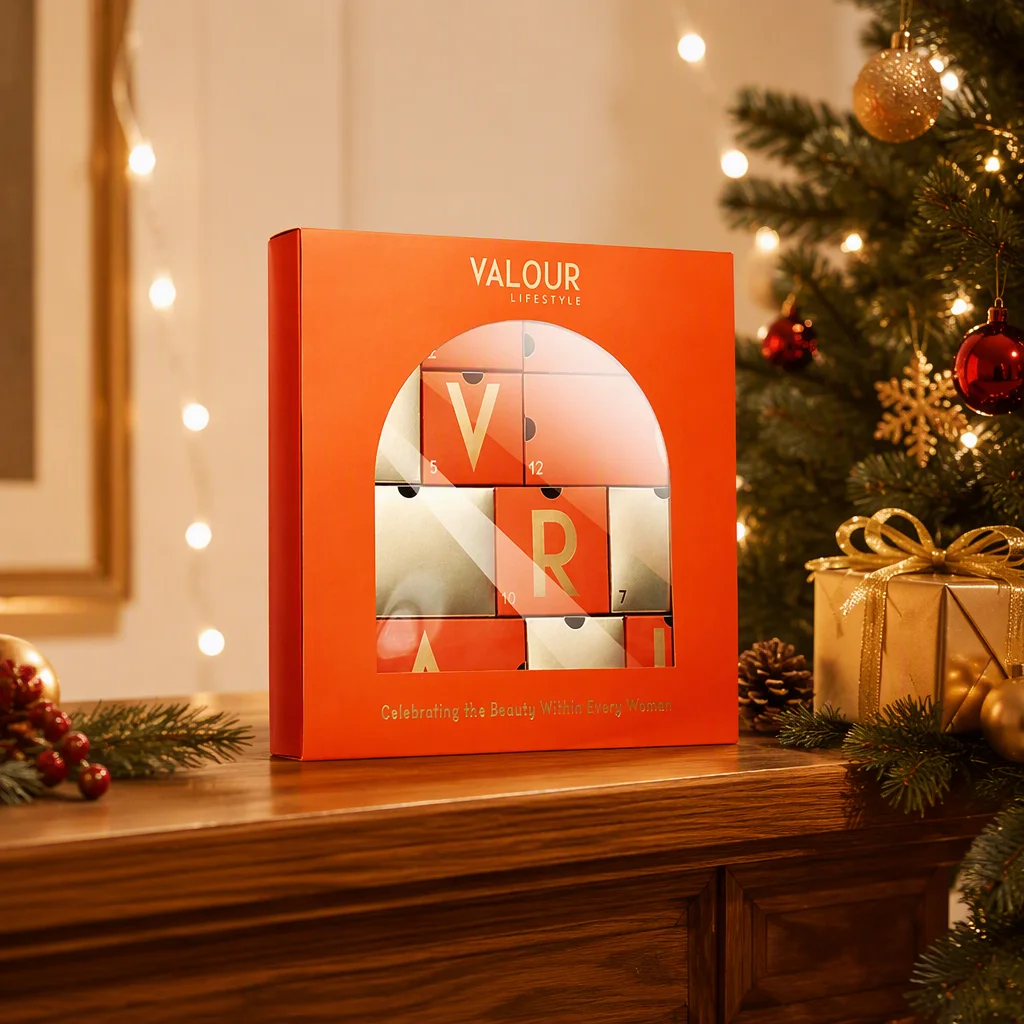 Individueller Weihnachts-Adventskalender-Karton mit Schublade und Fenster, Geschenkverpackung in Luxusausführung für den Countdown