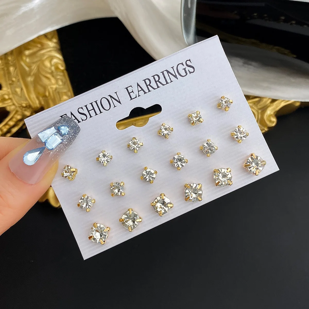 OEM AE034 9Pairs Stud Earrings Set, Hypoallergenic