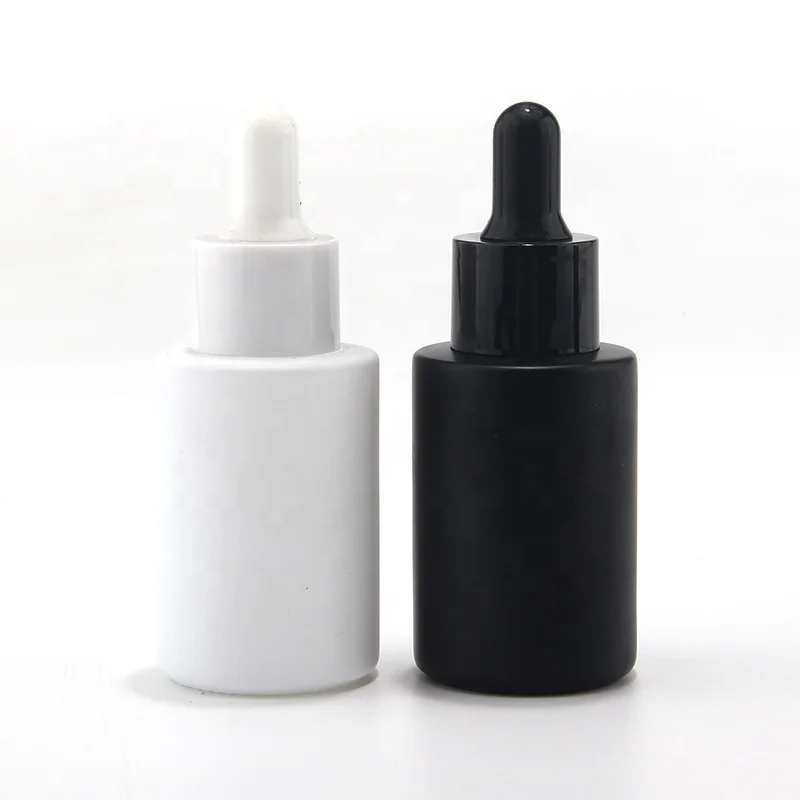 Eco Friendly Glass Dropper Bottle Write Black New Cosmetic Matte Color Cosmetic Serum Bottle Skin Care Oil Bottle 1oz 30ml