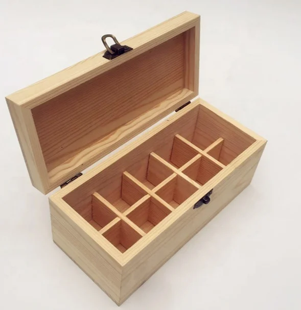 Aromatherapy bottle storage box with hinged lid 