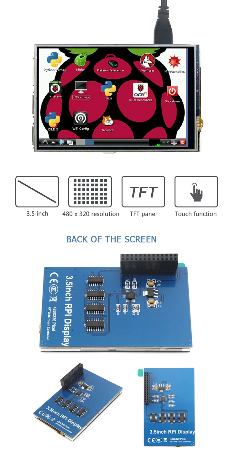 Raspberry Pi 4 Lcd Modules 35 Inch Tft 480320 Panel Gpio Monitor Touch Screen Display With 