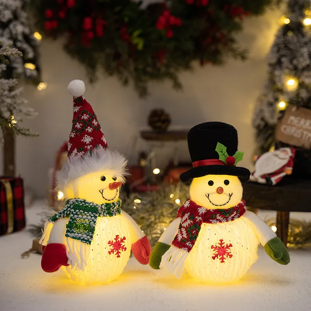 Children's Snowman Christmas Figurine with LED Lights Toy for Festive Season