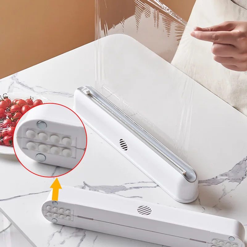 Plastic Wrap Dispenser Kitchen Cling Food Wrap Cutter Dispenser Preservative Film Cutter Home Storage Holder Kitchen Accessories