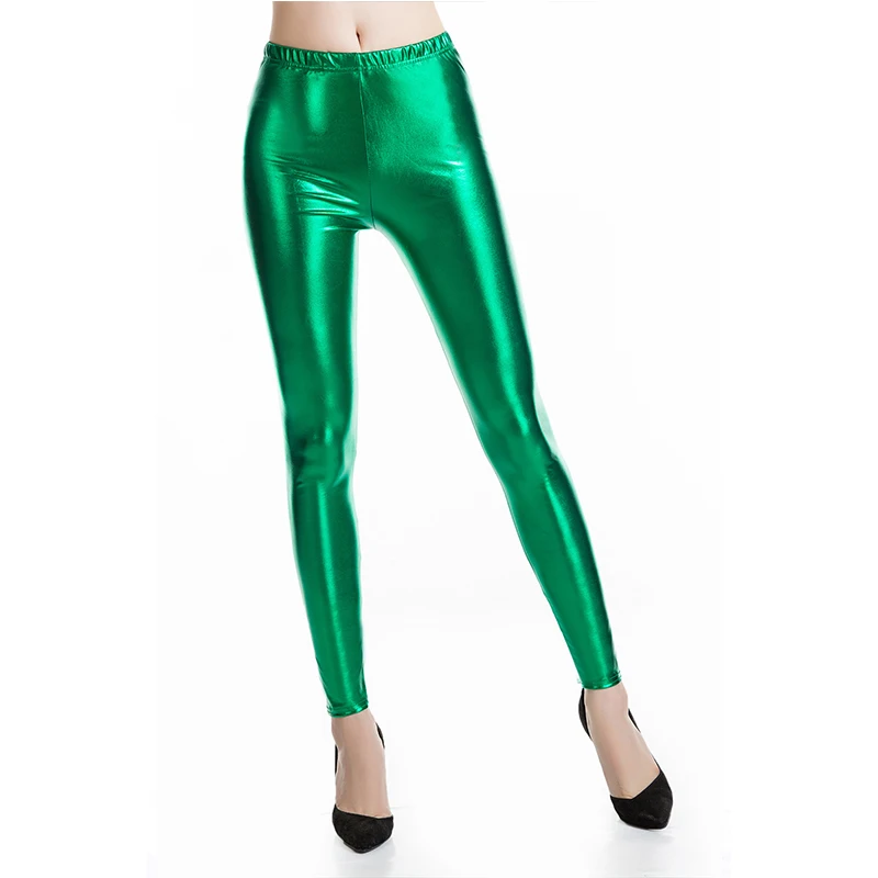 Amazon.com: WELOVE Women's Shiny Christmas Liquid Metallic Leather Pants  Stretch Leggings Green One Size: Clo… | Wet look leggings, Leggings,  Leggings are not pants