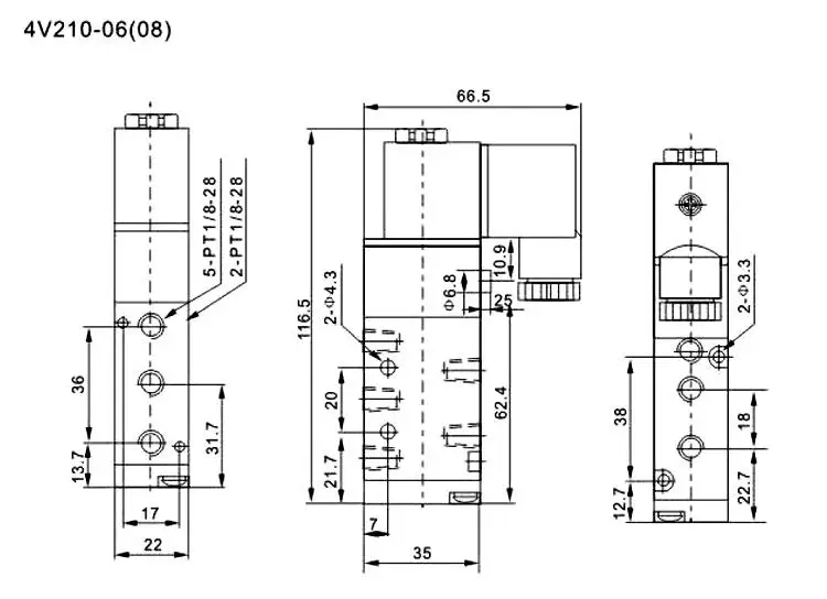 COVNA 5Way 2 Position Electric Solenoid Valve 4V210 Pneumatic parts air control valve