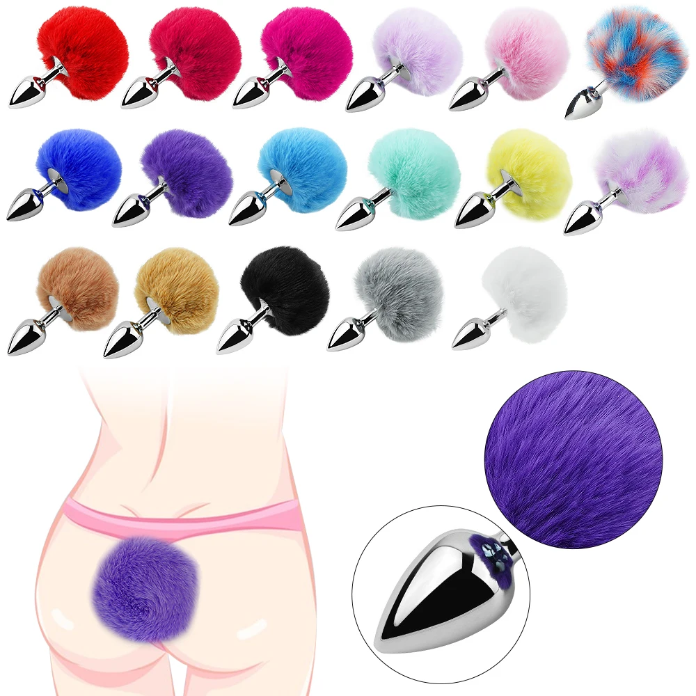 anal expander plug Pink bunny tail + Anal plug / 6.5 x 2.7 cm / Silicone main image 0
