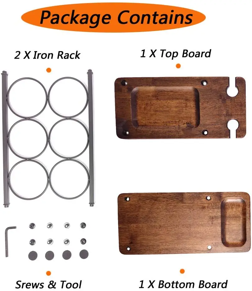 Rustic Freestanding Wine Decor Tabletop Wine Storage Rack Stand Wooden