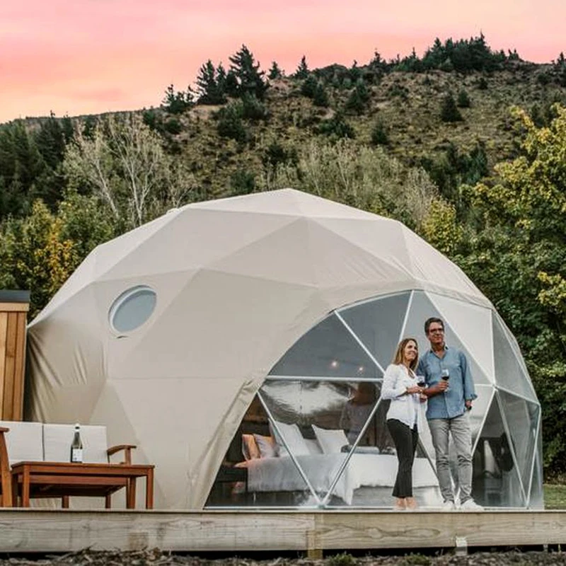 Luxury Glamping Dome Tent with Bathroom PVC Door, OEM Wholesale