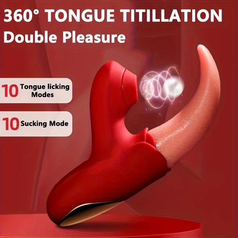 3 In 1 Lifelike Realistic Tongue Licking Vibrator G Spot Nipple Double Stimulator Sucking 6755