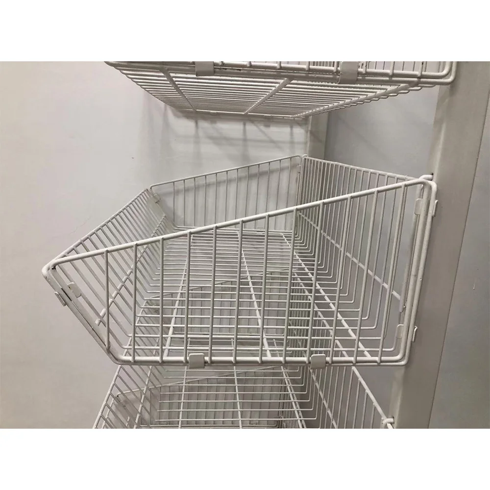 Fruit Vegetable Storage Basket, 5 Tier Stackable Wire Storage Baskets with Wheels Produce Organizer Kitchen Rack Storage Cart