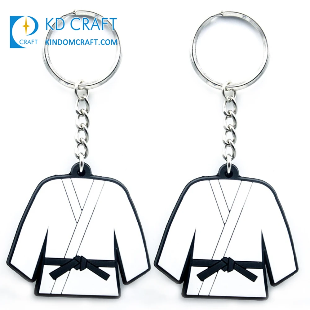 Wholesale Cheap Custom Fancy Mini Rubber Keyring Soft Pvc Sport Judo Taekwondo Keychain for School