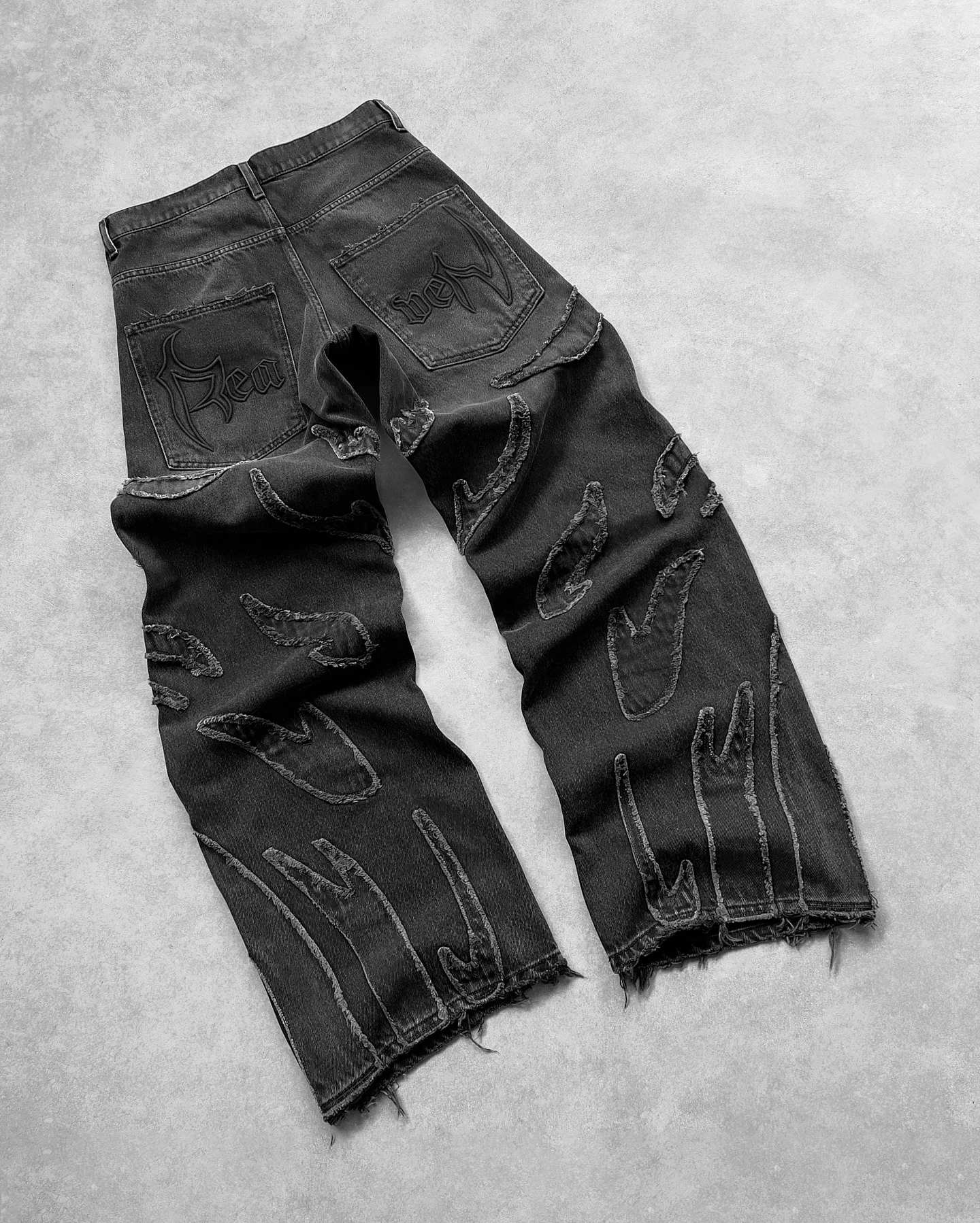 Salati Custom Wholesale Y2K Embroidery Boot Cut Wide Leg Flared Distressed Vintage Homme Denim Pants Trouser Baggy Jeans for Men gallery 7