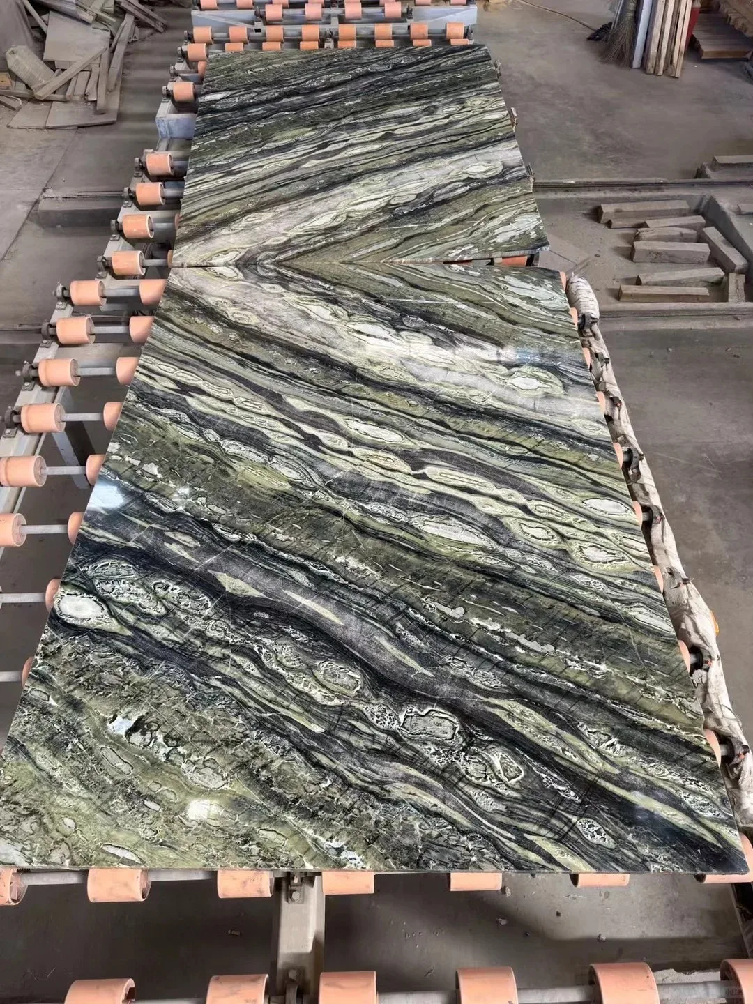 product customizable high quality luxury black and green marble slab for kitchen bathroom vanity table sink wall floor in home decor-2