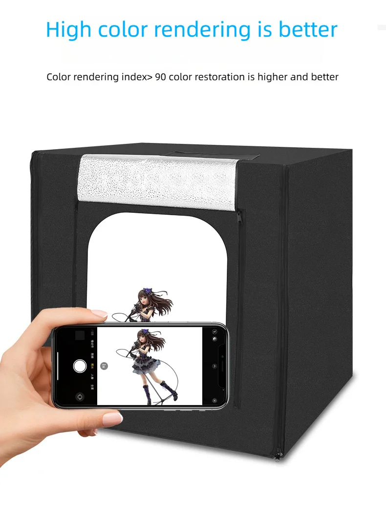 Timable Light Box 50cm Dimmable Light Box High CRI 90 Photography Portable Photo Studio ...