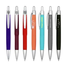 Europe Hot Sell Multicolored Soft Rubber Stationary Body Plastic Ballpoint pen Commercial Use With Custom Logo
