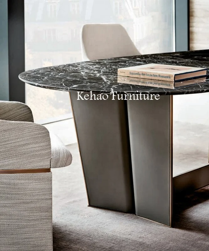 モダンで軽くて豪華な楕円形のダイニングテーブルセット8人掛け