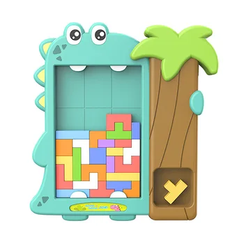 Pattern Blocks with Cartoon Dinosaur Design Brain Teaser Puzzles Toy for Kids STEM Toys Montessori Educational Gift