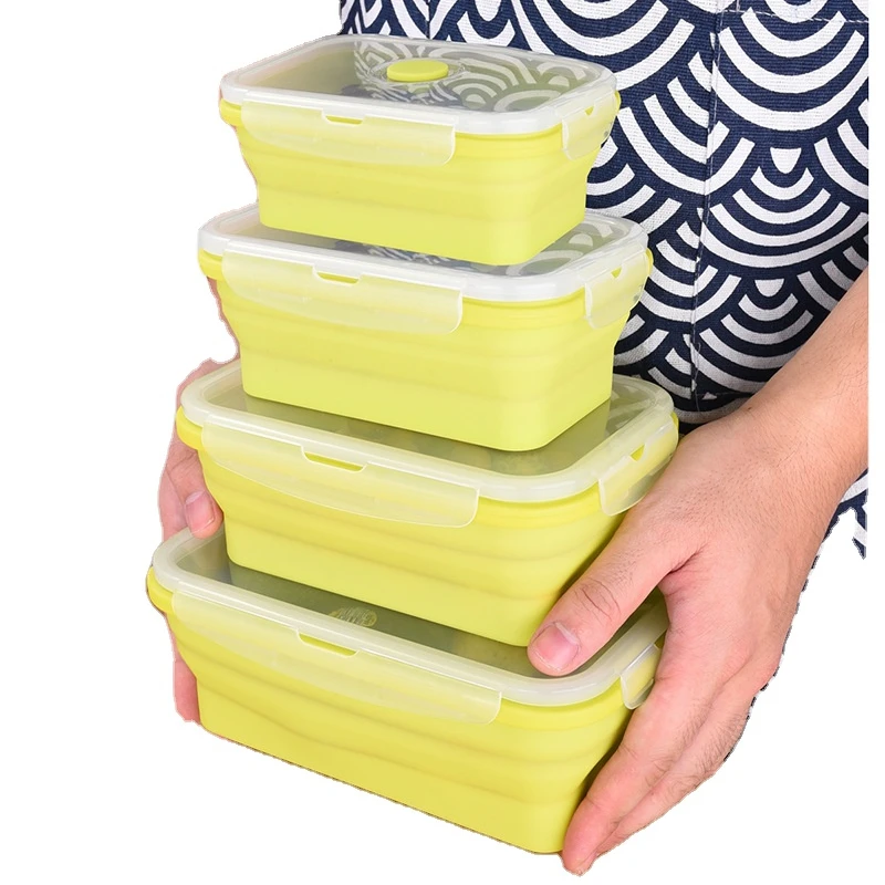 Silicone Lunch Box, Portable 500/800/1200mL Silicone Food