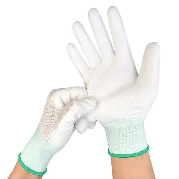 ESD PU Palm Gloves Anti-Static Conductive Coated Nylon Work Gloves