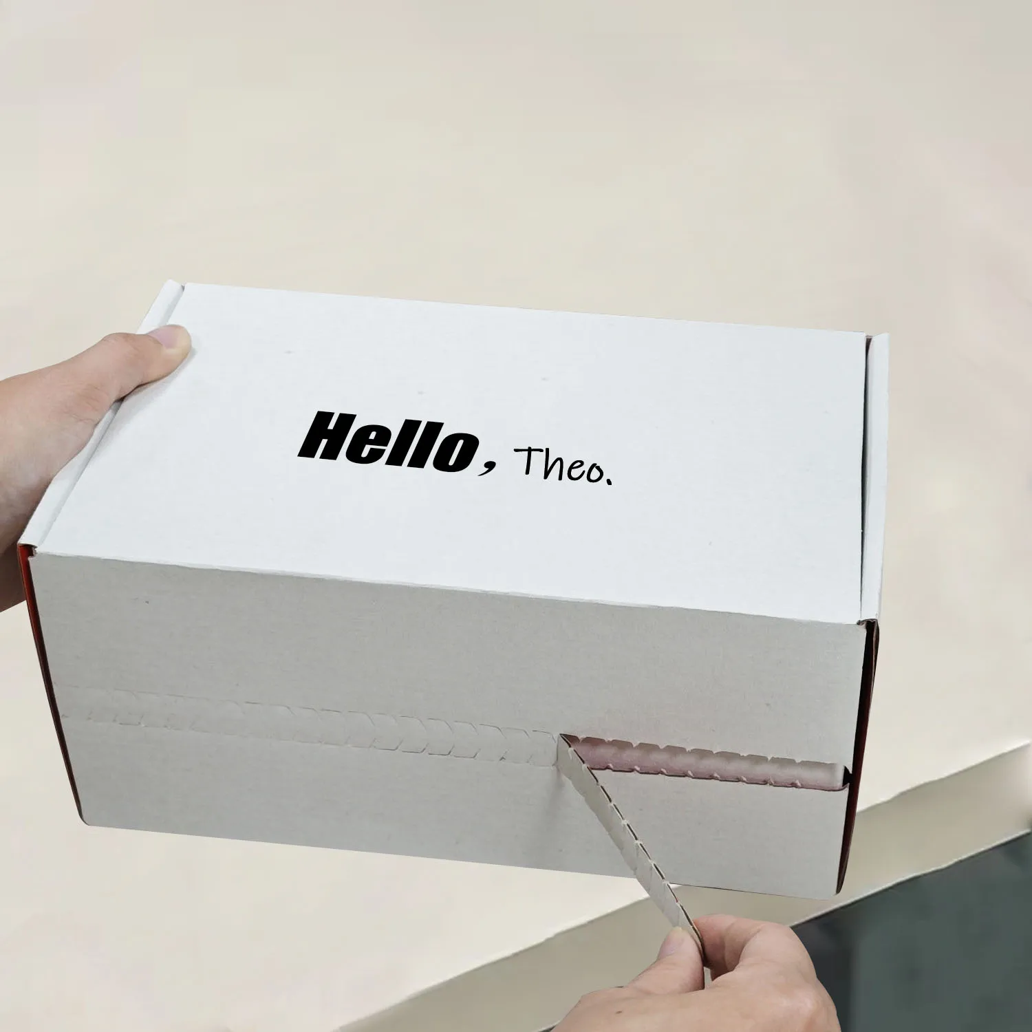 Custom Logo Cardboard Shipping Box With Zipper Strip Commerce Mailing Adhesive Tear Strip Open Postal Self Seal Mailer Box