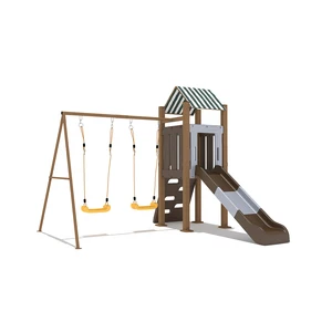 Good Quality Children Plastic Mental  Slide and Swing Manufacturer Kids Playhouse with Slide Outdoor Garden Yard Playground