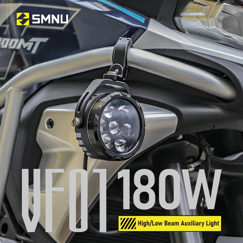 SMNU motociklo rūko žibintas ir lempa, LED, 7 lęšiai, CNC aliuminio gamybos, 2800 lm, itin ryškūs, IP67 apsaugoti, dvigubo spinduliavimo, keturių apšvietimo režimų papildomi žibintai