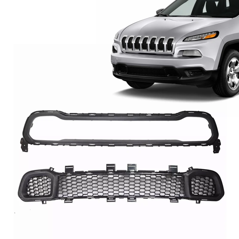 OEM auto parts front bumper cover lower grille with grille frame support cover molding trim for Jeep cherokee 2014-2018