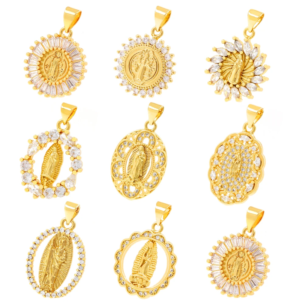 Dainty 24k Gold Plated Virgin Mary Pendant - Micro Pave Cubic Zircon