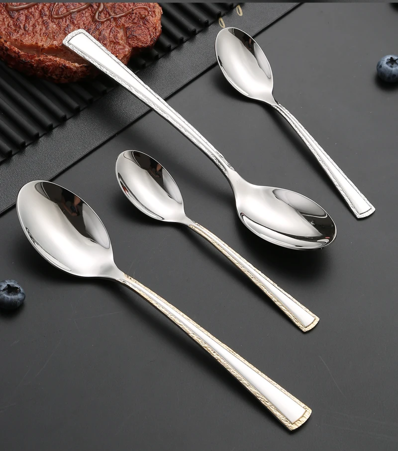 Hotel Sliverware Stainless Steel Gold Cutlery Set Spoons Cutlery Knife
