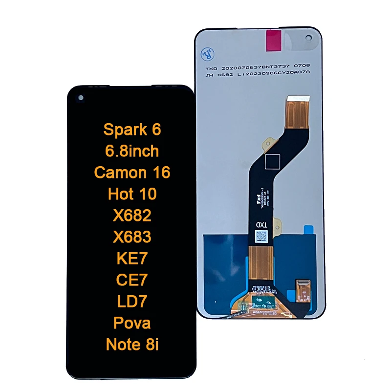 Lcd Touch Screen for Tecno Spark 7 8c 6 Go Displays Mobile Phone Lcds for Infinix X650 X657 Hot 7 Pro 8 9 10 Play 12 Lcd Display