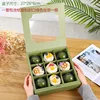 Set di 5 pezzi con motivo a rilievo a griglia verde a nove sezioni, completo di nastro