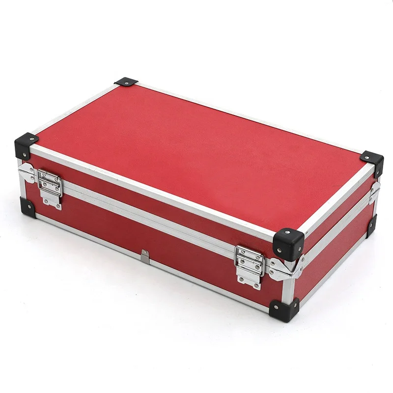 Customize Red Shell Aluminium Case Briefcases with Foam Inserts Black Interior Two Locks
