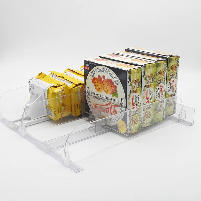 Gravity Roller Shelf Fridge Spring Loaded Retail Displays Product Divider Bottle Shelf Pusher for Vending Machine