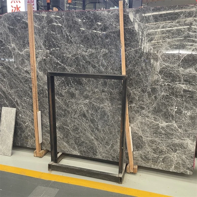 인기 판매 천연 그레이 대리석 슬래브 — 바닥 디자인용, 광택 마감 그레이 대리석 타일 — 실내 벽 장식용