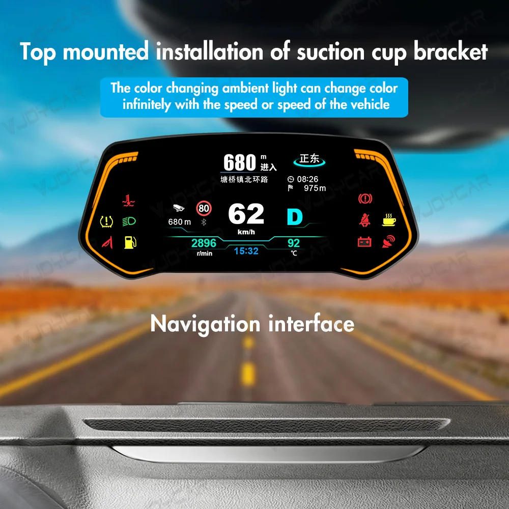 Newest Car Hud OBD GPS Heads Up Display 3 in one TAC02 Door Status RPM Speed Monitoring Car Inclinometer