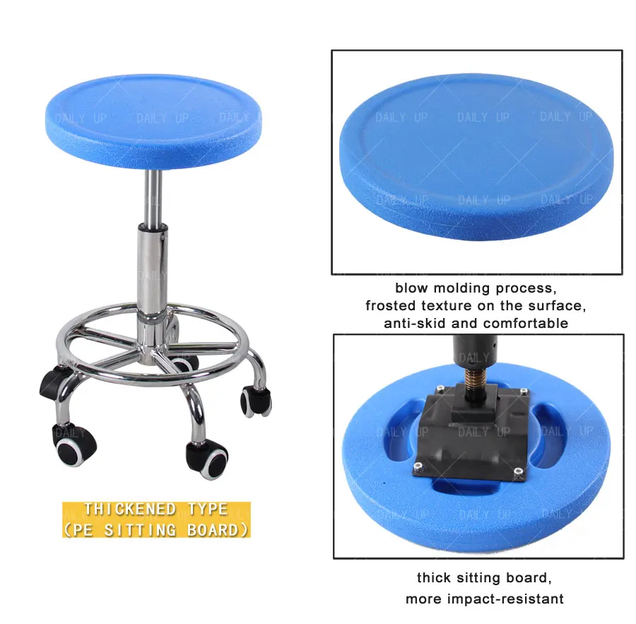 Swivel Adjustable Lab Stool With Footrest Frosted Thickened Seat Hospital Stool With Wheels For School Laboratory Workshop