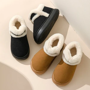 Couple's Stylish Indoor Winter Soft Anti-Slippery Thick Plush Home Comfortable Fur Design PVC Star Print Home for Snow Shoes