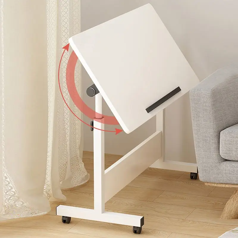 Simple Folding Laptop Height Adjustable Movable Computer Table Desk With Wheels for Bedside Hospital Sofa Side Laptop Table