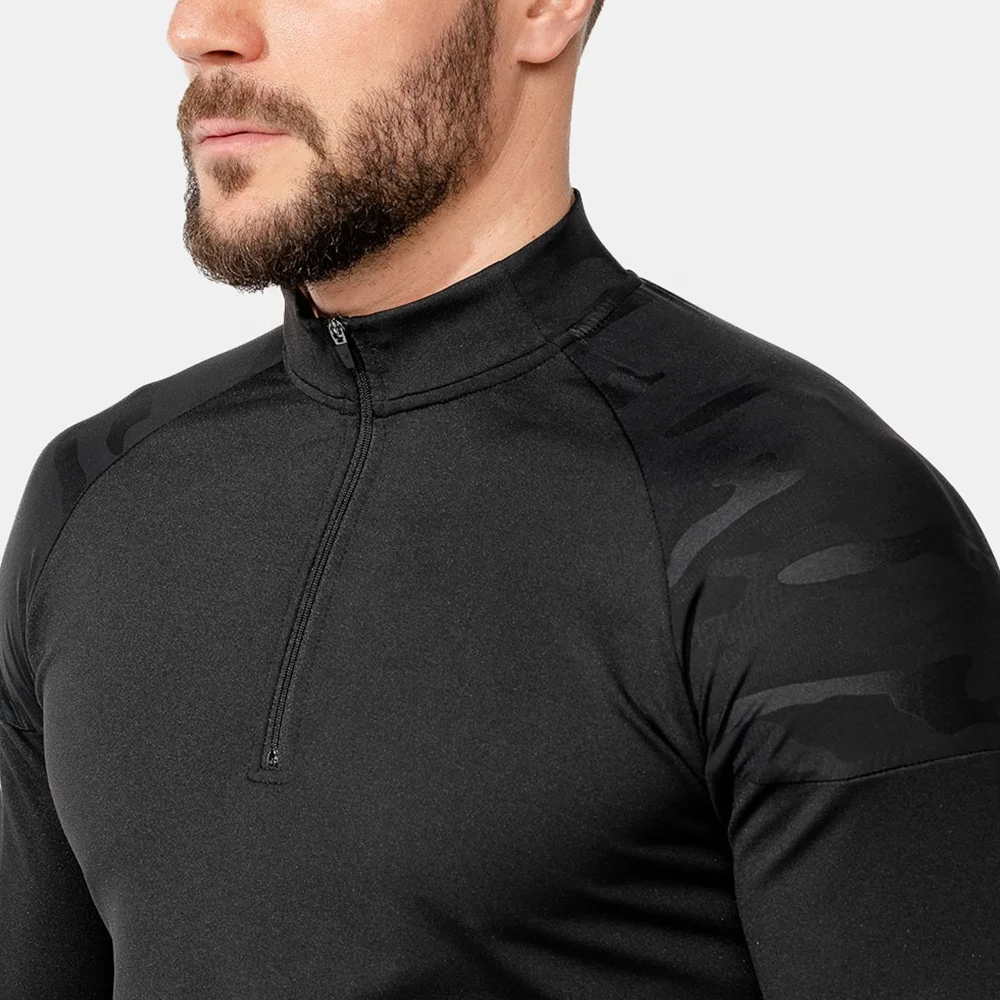 JL-0228C New Style Breathable Long Sleeve Top Men Plus Size Half Zip Long Sleeve Work Out Shirt Outdoor Activewear Shirts