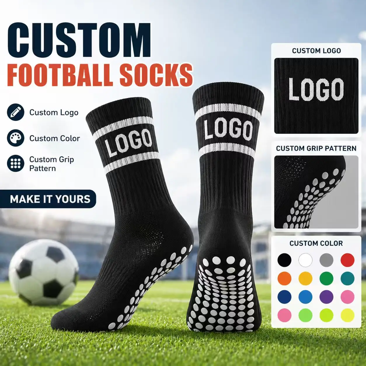 Custom Anti-Slip Football Socks view 2