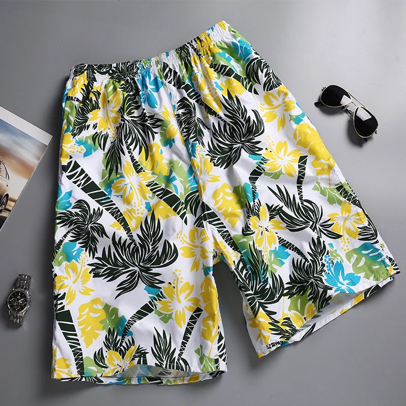 Summer casual polyester coconut tree printing mens oversize sports beach pants men's shorts325_voghion.com