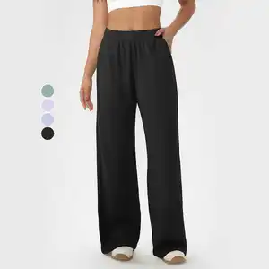 Women's Autumn Winter Waffle Sports Pants Breathable Fitness Training Pants Plus Size Solid Color Loose Casual Workout