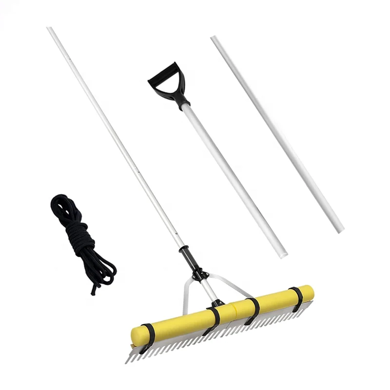 36" Head Aluminum Landscape Rake Lake Weed Rake with Adjustable Extension Handle for Loosening Soil Lawn Care, Weeding Lake