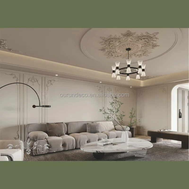 Modern Design PU Polyurethane Flat Moulding Plain Conical Interior Decoration Corner for Ceilings for Exterior Villas