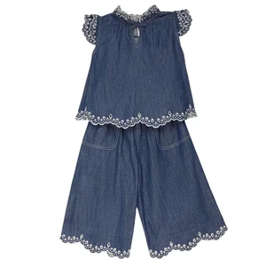 Factory Custom Fashion Style Children Clothes Summer Kid Clothing Set for Little Girl Casual Brand Denim Shorts Baby Pant&shorts