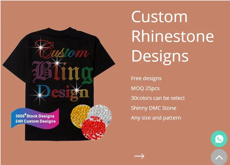 Bling Bling Rhinestone Iron on Rhinestone Motif Custom Design