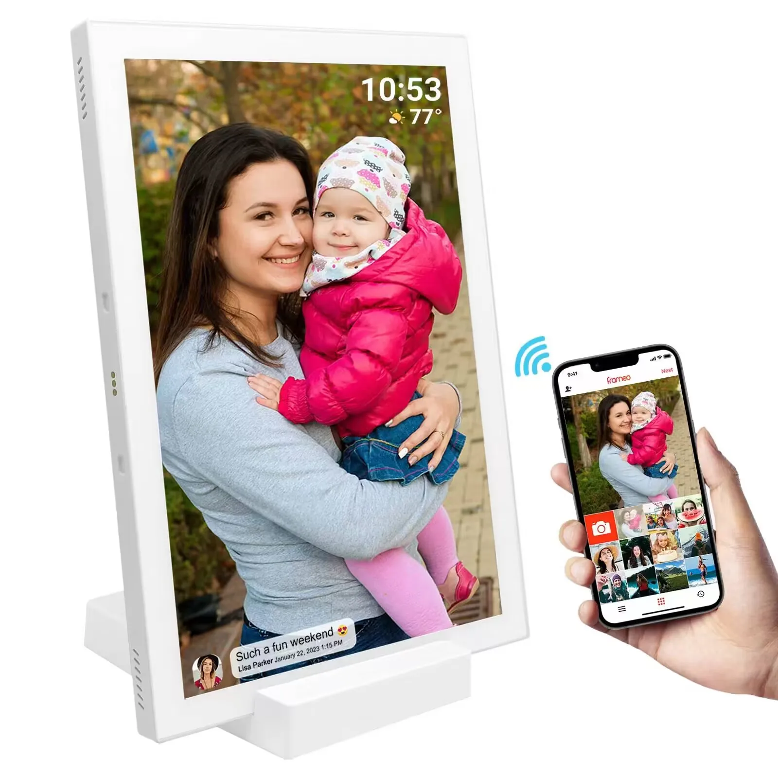 High Definition, Smart Transmission, Every Photo Seems to Tell a Story Frameo With Battery WiFi Digital Photo Frame