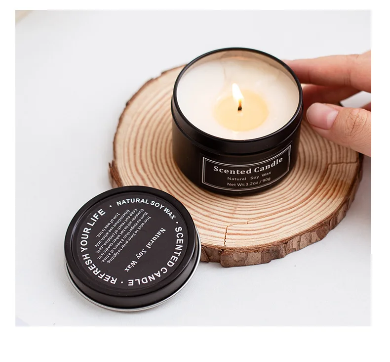 8oz Gold Tin Candle Container Travel Seamless Black Candle Tins With