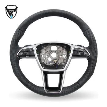 For Audi A6 2004-2013 silver carbon fiber leather steering wheel  ZC-A4-T1